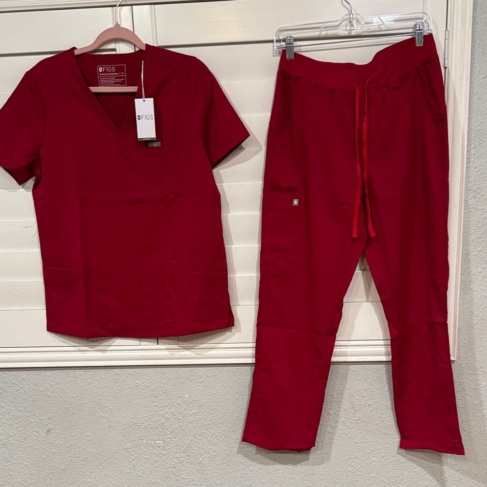 Figs Women's Red Scrub Top